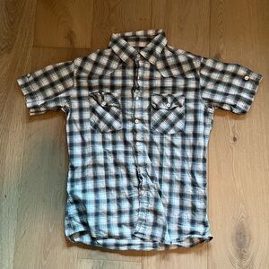 Vintage “green blue white” plaid counter intelligence button up